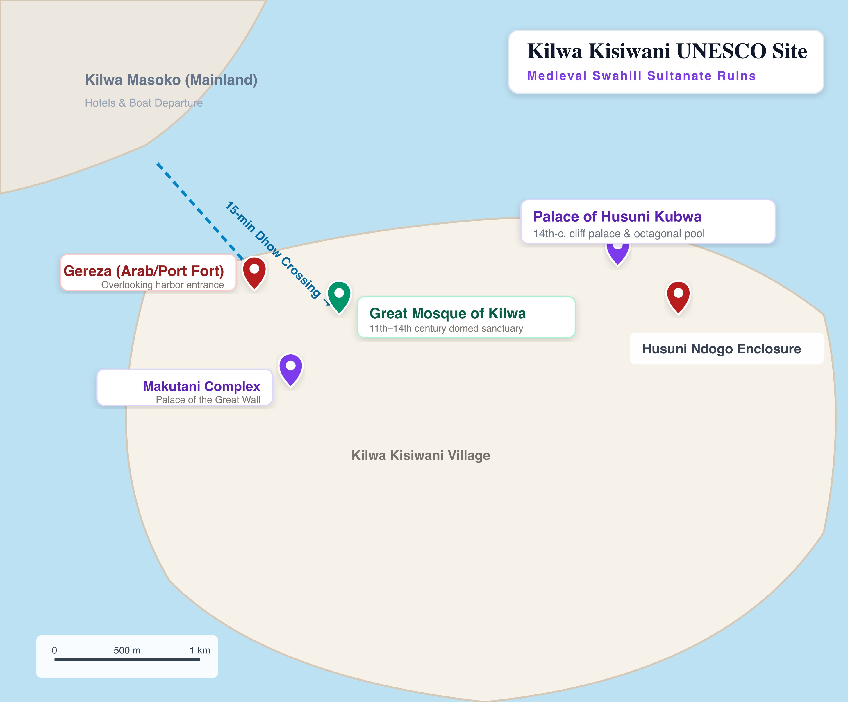 Kilwa Kisiwani Ruins map preview