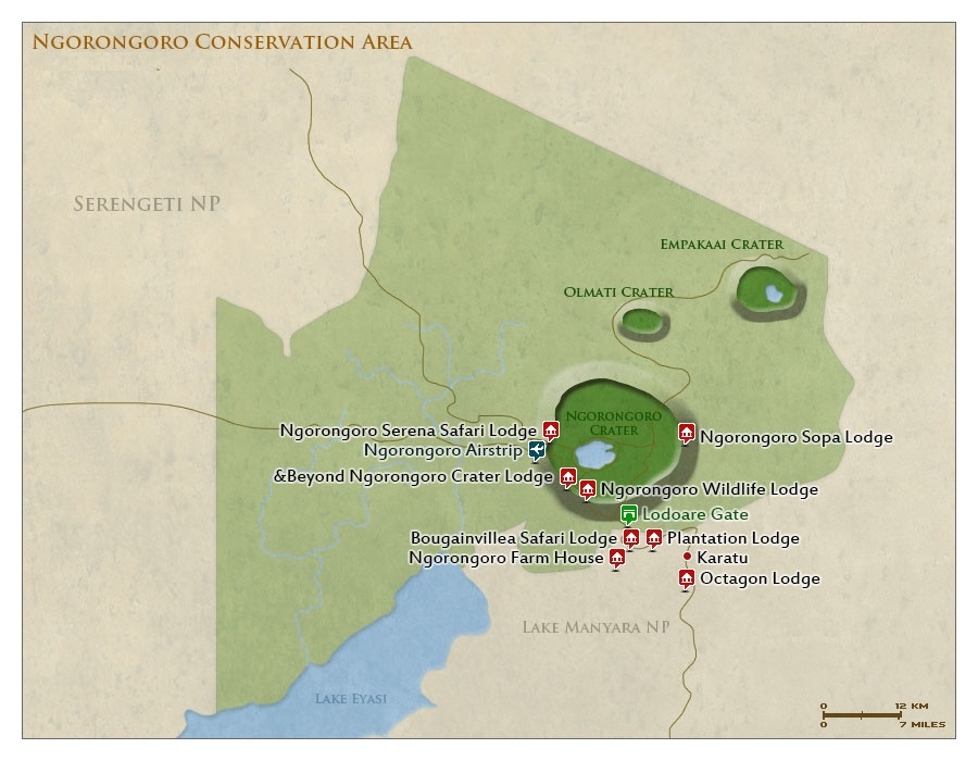 Ngorongoro Crater map preview