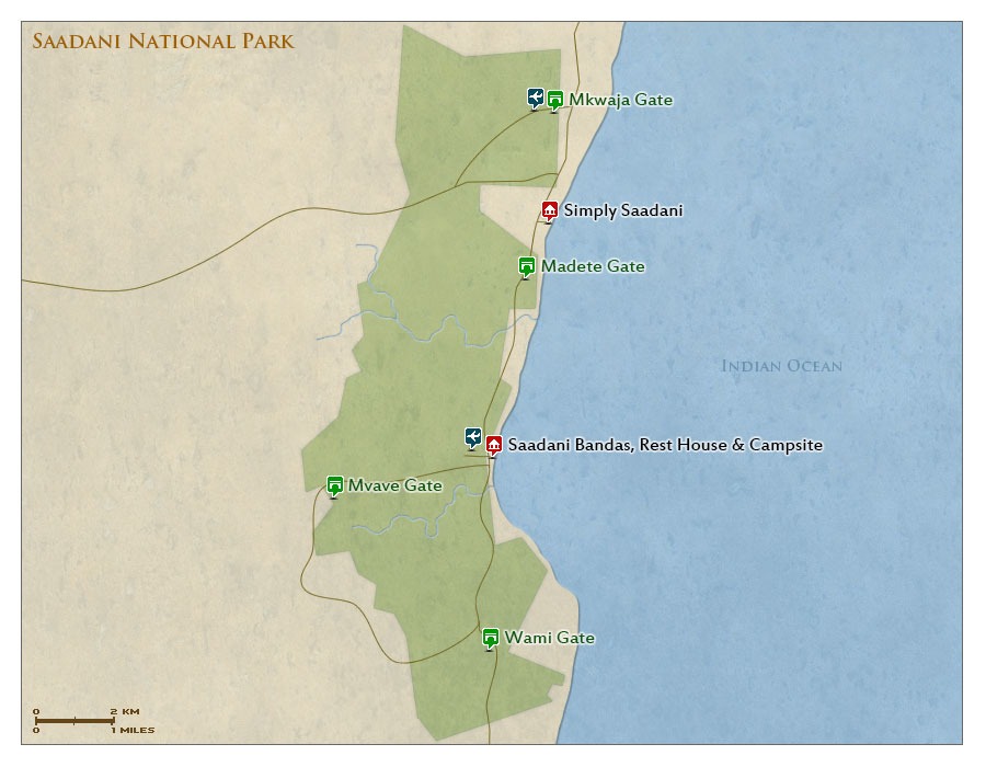 Saadani National Park map preview